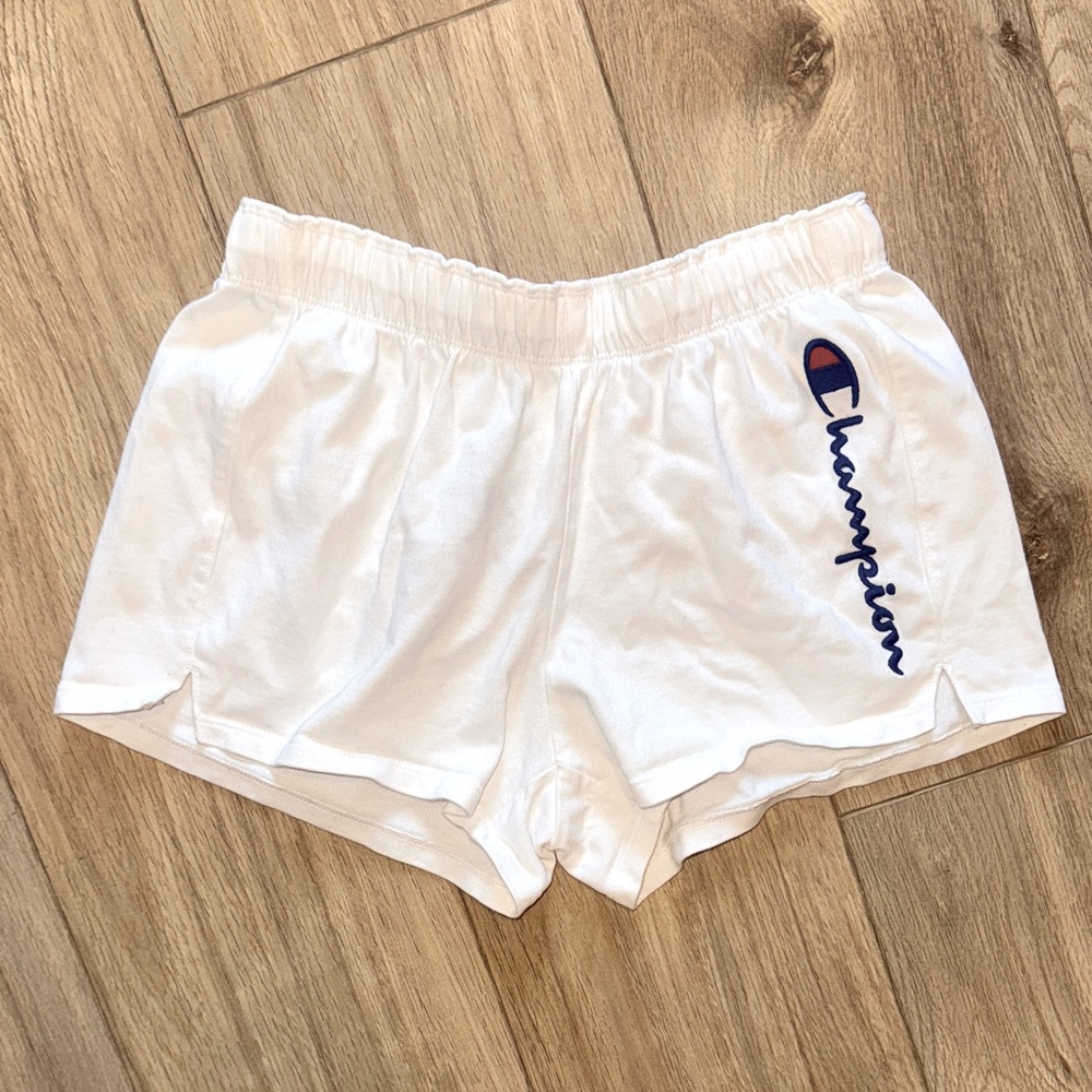 CHAMPION Embroidered Logo Fold Over Waistband Athletic Style Gym Shorts